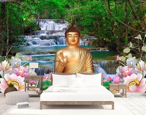 Lotus buddha statue - 3d, q9529