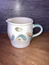 Keramik Krug Milchkrug  blau beige braun Handarbeit Westerwälder Steinzeug