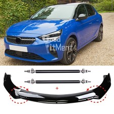 Für Opel Corsa D E F Glänzend Schwarz Frontspoiler Lippe Splitter + Stützstange
