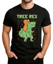 Tree Rex lustiges Weihnachtsmotiv – Dino mit Lebkuchenmann, Weihnachtslichter, w