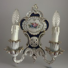 Wandleuchter Porzellan Lindner Kueps Bavaria - Sanssouci Cobalt