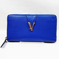 NO TARIF VERSACE Long Wallet Blau Leder 2281676
