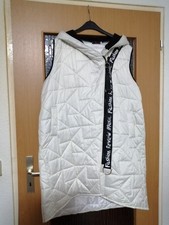 Made In Italy Damen Long Weste mit Reißverschluss, Kapuze und Taschen Gr. 48/50