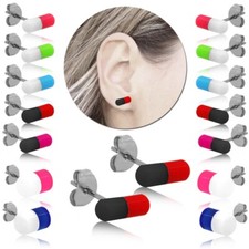 Pillentablette Acryl Ohrstecker Motiv schmal Krankenschwester Kapsel rot rosa blau 