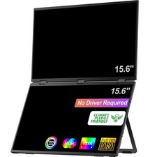 EVICIV Dual Stacked 15.6" Folding Monitor Triple Portable Display VESA für PC PS