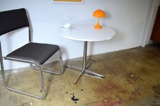 1970er Chrom Space Age Beistelltisch Couchtisch Tisch Rund Weiß Retro Vintage 