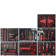 Werkzeugwagen Einlagen Set mit 7 Einlagen Hartschaum bestückt mit Werkzeug