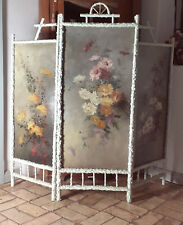 Jugendstil Paravent 1898, 3 Ölgemälde Blumen Raumteiler Gemälde signiert G.L.98
