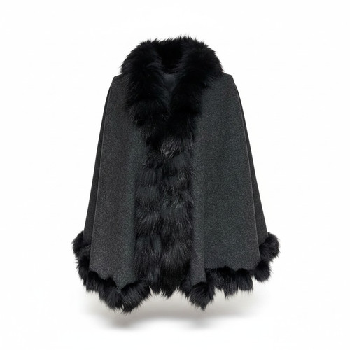 Dunkelgrauer poncho cape - dunkelgrauer,