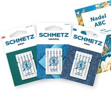 SCHMETZ-Starter Set-15 Nähmaschinennadeln-Universal/Jersey/Jeans + Nadel-ABC