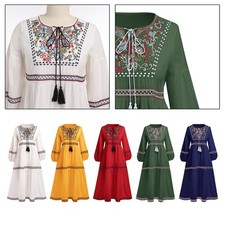 Bohemian Langarm Kleid A Linie