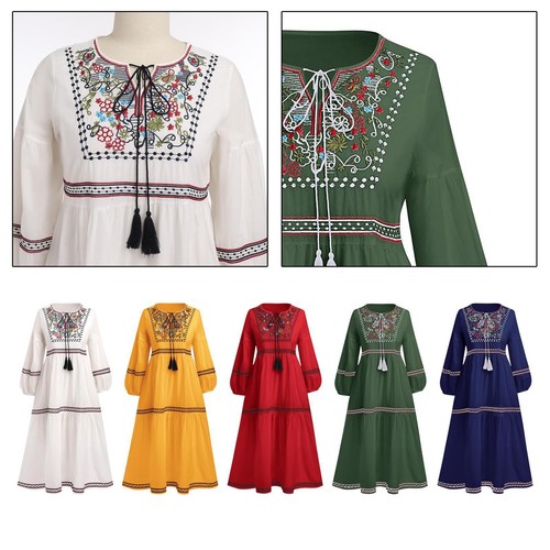 Bohemian langarm kleid - bohemian,