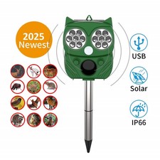 Solar Tiervertreiber Ultraschall Abwehr Schreck Blitz Hunde Füchse Katzen Marder