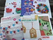 6 x gehäkelter Weihnachtsdeko Kranz, Adventskalender, Stechpalme, Mistelzweig