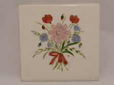  Fliese 15 x 15 cm Handbemalt Blumenstrauß Deko Vintage