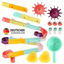 44 Stück DIY Kugelbahn Badewannenspielzeug ab 3 4 5 Badespielzeug mit Saugnäpfe