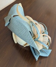 Fascinator Damen-Edel-Hut hellblau-beige Tea Party Hochzeit Cocktail Ascot Derby