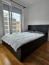 Bettgestell hoch mit 4 Schubkästen, schwarzbraun, 140x200 cm + Matratze