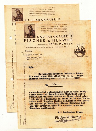 Briefkopf kautabak fabrik - x,