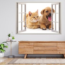 Katze und Hund isoliert 3D