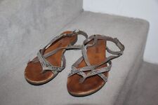 graue LAURA LENTI  Vera Pelle Sandalen Gr 37 Absatz klein Nieten silber schwarz