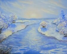 Winterfluss Ölmalerei 50x40