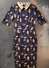 Collectif KLEID GR S *WINONA* Vintage  BUBIKRAGEN PENCIL Rockabilly Blau/Rosa