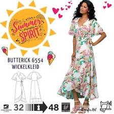 Schnittmuster Butterick 6554 Damenkleid, romantisches Wickelkleid Gr. 32-48