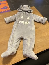 Teddyanzug, Winteranzug, Einteiler, Baby, grau, Gr. 68, Schneeanzug