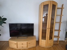 Vitrine mit Regal und Fernsehkommode aus Echtholz Erle