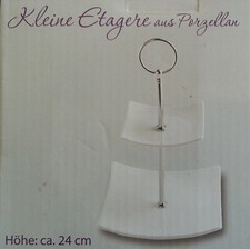 VINCELLI® Etagere, 2-stufig, aus Porzellan (eckig) 24cm hoch - B-Ware sehr gut