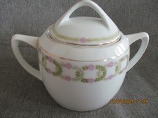 PM porzellan Moschendorf antike Zuckerdose weiß Goldrand