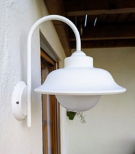 ⭐ Hoflampe  Gartenlampe Bogenlampe Außenwandleuchte mit Opalglas, Weiß ⭐ 