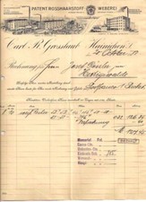Carl R. Grosslaub Hainichen 1913 Rechnung Sachsen Rosshaar Weberei Gellertstadt
