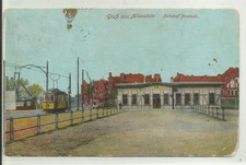 AK Allenstein Ostpreußen Bahnhof Vorstadt Straßenbahn 1914