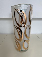 ORREFORS Vase riesig transparent weiß goldene Blätter H ca. 37,4cm Ø 13-16,3cm