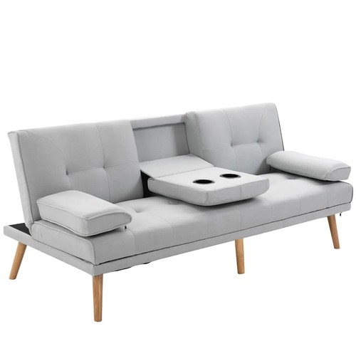 Schlafsofa grau leinen - grau,