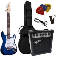 E-GITARRE KINDER ST - BLAU-TRANSPARENT - SET: (Verstärker,3xpik,Tasche), EK304