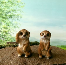 2 Erdmännchen Figuren Dekofigur niedlich Garten Deko klein Afrika neu Set Figur