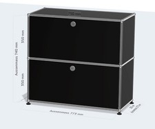 USM Haller Sideboard - Schwarz - 2 Felder mit 2 Klappen RAL 9011 Garphitschwarz