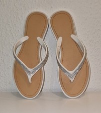 Wunderschöne weiße Flipflops mit Strass-Steinchen, Gr. 39, neu, ungetragen 