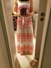 Boho Maxi Kleid Rot Weiss Gr