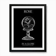 Rose In A Globe Line Drawing 2