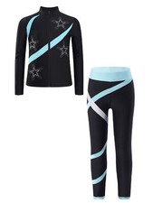 DE Mädchen Sportanzug Trainingsanzug Jogginganzug Langarm Sweatjacke +Leggings