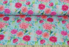 Sweat Rosen ab 0,5m Rosenstoff graugrundig Sweatstoff Rosenmuster mit Colibri