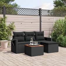 5-tlg. Garten-Sofagarnitur mit Kissen Garnitur Sofa Tisch Terrassen-Set Rattan