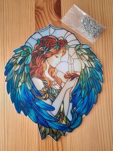 Engel mit kerze fensterbild - engel,