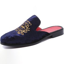 Herren Leder Hausschuhe Samt Slip-On Slipper Mode rückenfreie Maultier Clogs