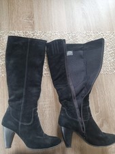 Damenstiefel – Wildleder Echt Leder Gr. 39 Schwarz Absatz 8,5/6,5 wenig getragen