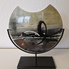 2 teilige Vase, Glas u. Metall  "ohne Blumen als Deko" Vase 30cm Durchmesser TOP